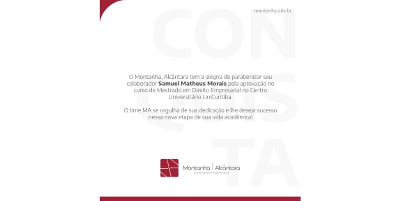 Parabenização ao colaborador Samuel Matheus Morais